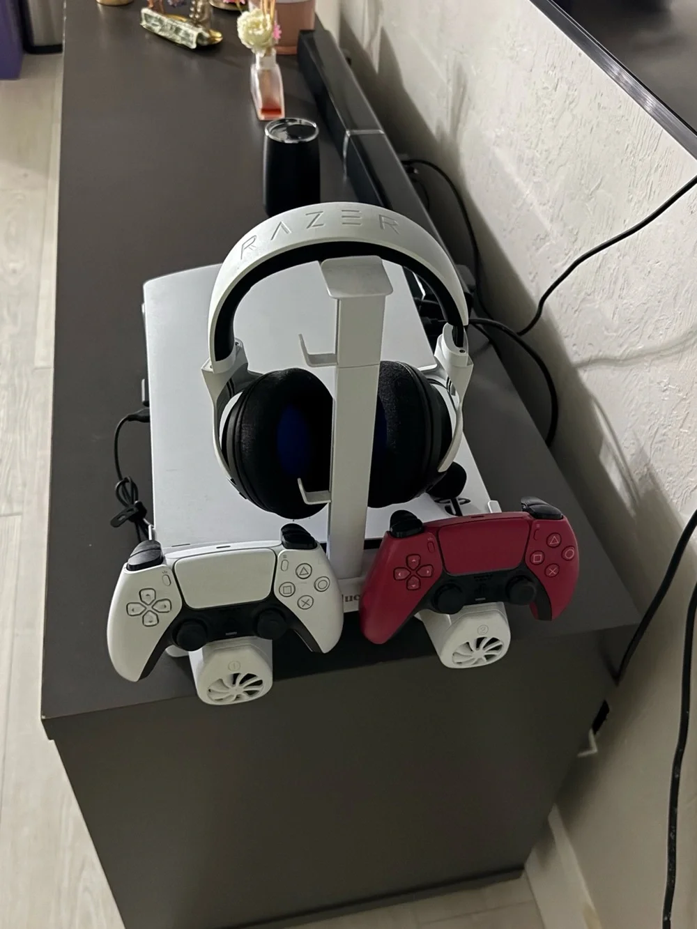 Sony White PS5 Slim with White Headset and White & Red Controllers